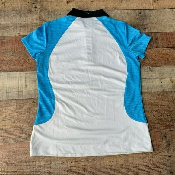 IZOD Womens size x-small blue and white half zip racing shirt - Picture 6 of 9
